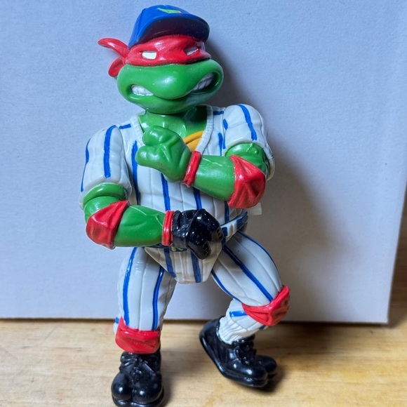 Vintage 1991 TMNT Raphael Grand Slammin Baseball Figure Playmates Mirage Toys - Picture 4 of 11